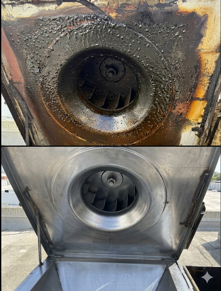 Exhaust fan before and after cleaning